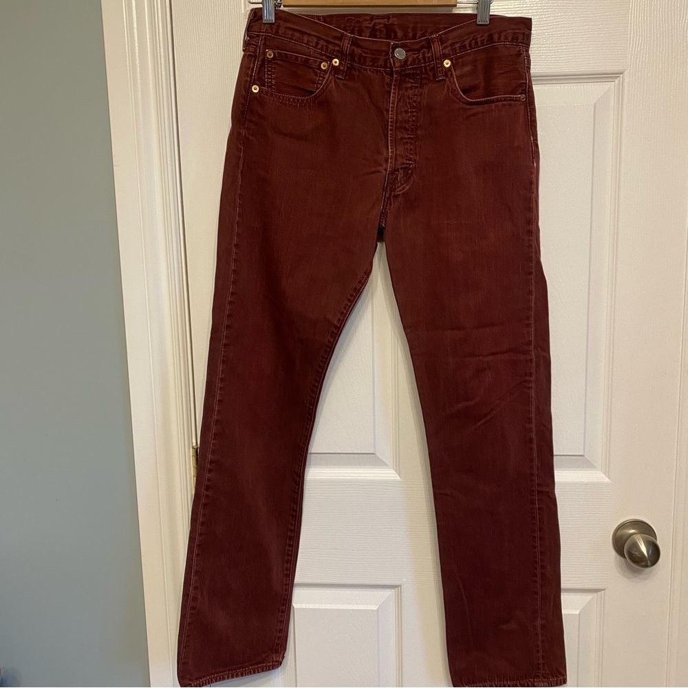 Rare Maroon Red Soft Denim 501 Button Fly Men’s Levi’s 32x32 PC900501 1574